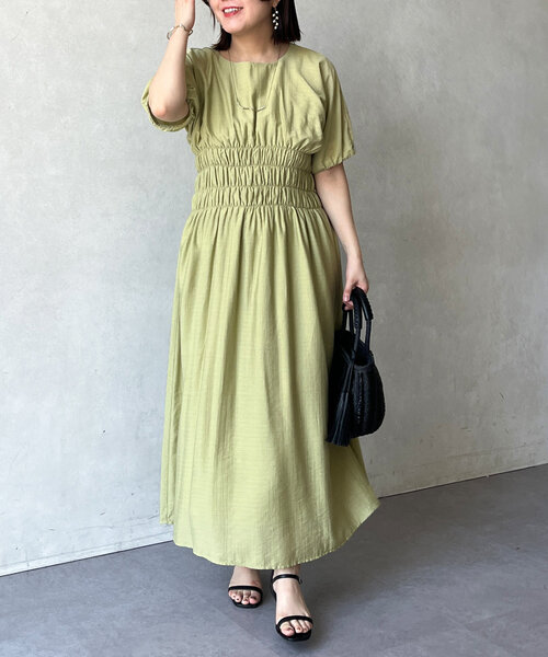 ウエストシャーリングワンピース 青島心さん着用】タイ付きウエスト