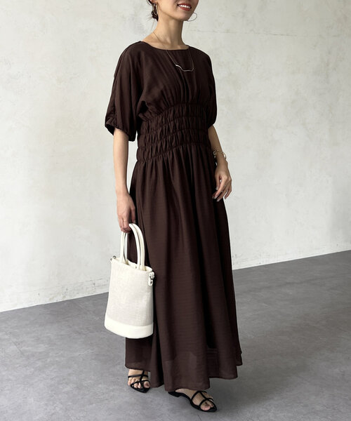 Chez toi（シェトワ）の「ウエストシャーリングワンピース（ワンピース・レディース・ホワイト/ブラウン/グリーン・FREE）」の15枚目の写真