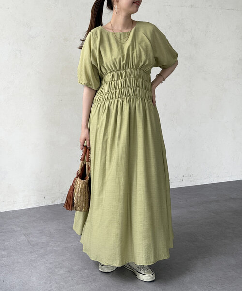 Chez toi（シェトワ）の「ウエストシャーリングワンピース（ワンピース・レディース・ホワイト/ブラウン/グリーン・FREE）」の8枚目の写真