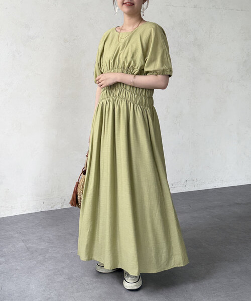 Chez toi（シェトワ）の「ウエストシャーリングワンピース（ワンピース・レディース・ホワイト/ブラウン/グリーン・FREE）」の7枚目の写真