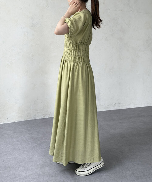 Chez toi（シェトワ）の「ウエストシャーリングワンピース（ワンピース・レディース・ホワイト/ブラウン/グリーン・FREE）」の4枚目の写真