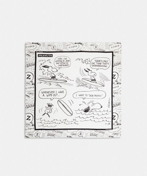 【COACH X PEANUTS】ニュースペーパー プリント シルク スクエア スカーフ