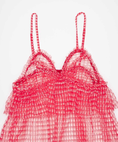 monepine(モネピネ)の「gingham check cami dress/ギンガムチェックキャミワンピース(ワンピース・レディース・ライトブルー/レッド・1/2)」の15枚目の写真