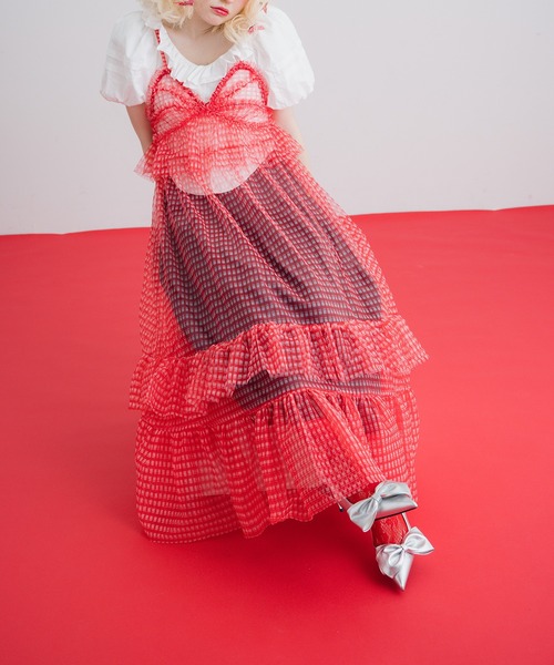 fafa ギンガムチェックキャミワンピ gingham check cami dress/ギンガムチェックキャミワンピース