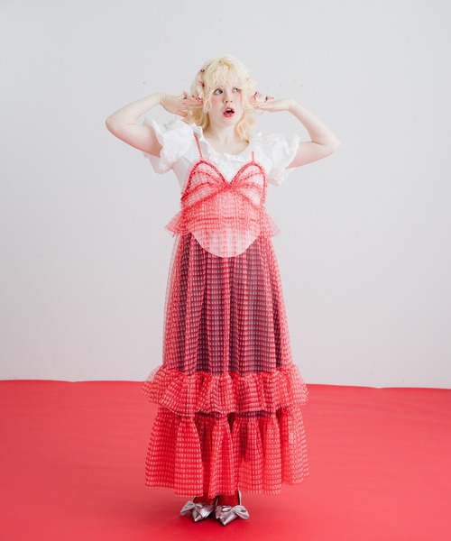 セール】gingham check cami dress/ギンガムチェックキャミワンピース