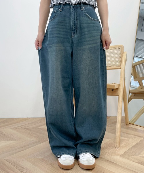 WEGO(ウィゴー)の「WEGO/サマーデニムルーズワイドパンツ(デニムパンツ・レディース・コバルトブルー/ライトインディゴブルー/ブラック系2・SMALL/MEDIUM)」の3枚目の写真