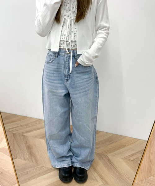 WEGO(ウィゴー)の「WEGO/サマーデニムルーズワイドパンツ(デニムパンツ・レディース・コバルトブルー/ライトインディゴブルー/ブラック系2・SMALL/MEDIUM)」の17枚目の写真