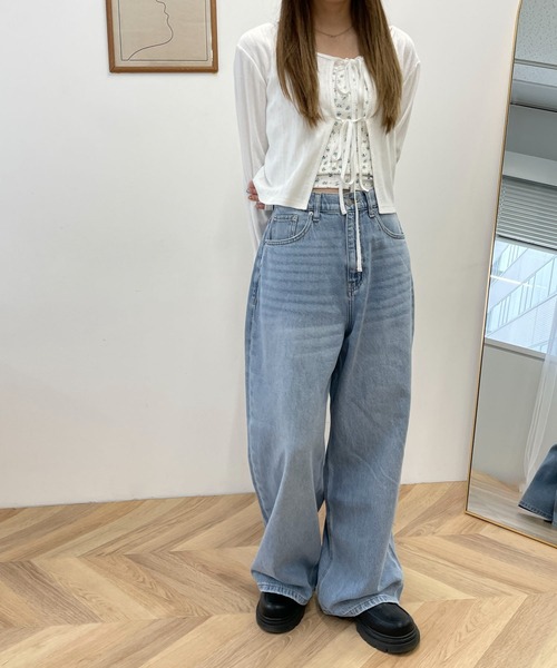 WEGO(ウィゴー)の「WEGO/サマーデニムルーズワイドパンツ(デニムパンツ・レディース・コバルトブルー/ライトインディゴブルー/ブラック系2・SMALL/MEDIUM)」の18枚目の写真