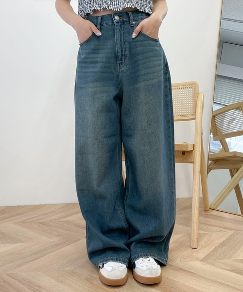 WEGO(ウィゴー)の「WEGO/サマーデニムルーズワイドパンツ(デニムパンツ・レディース・コバルトブルー/ライトインディゴブルー/ブラック系2・SMALL/MEDIUM)」の19枚目の写真