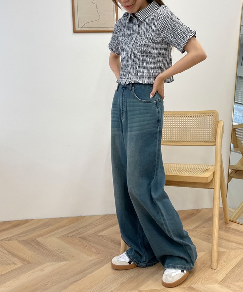 WEGO(ウィゴー)の「WEGO/サマーデニムルーズワイドパンツ(デニムパンツ・レディース・コバルトブルー/ライトインディゴブルー/ブラック系2・SMALL/MEDIUM)」の22枚目の写真