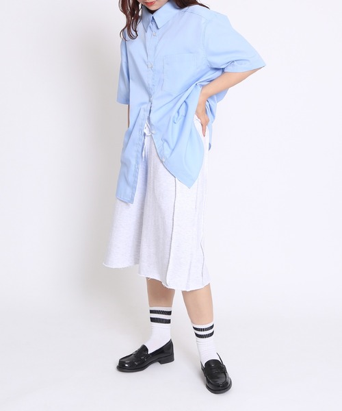 PUNYUS（プニュズ）の「カットオフハーフスウェットパンツ（スウェットパンツ・レディース・杢グレー/ブラック/ホワイト系その他/パープル・1/2/3/4）」の5枚目の写真