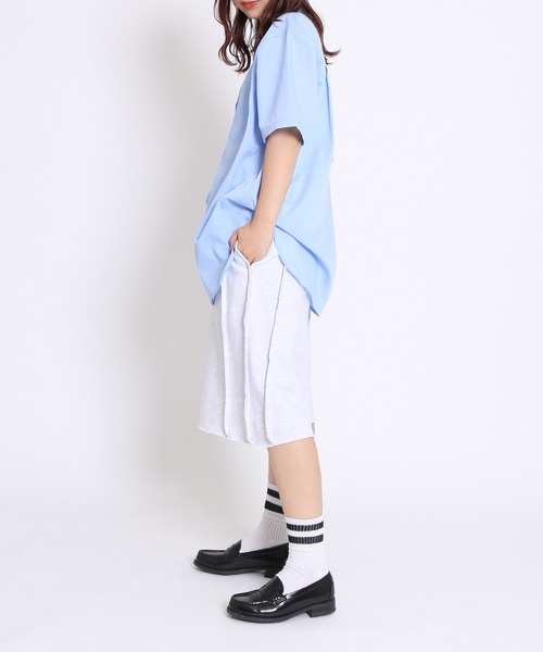 PUNYUS（プニュズ）の「カットオフハーフスウェットパンツ（スウェットパンツ・レディース・杢グレー/ブラック/ホワイト系その他/パープル・1/2/3/4）」の6枚目の写真