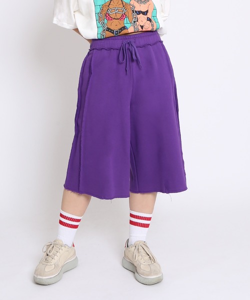 PUNYUS（プニュズ）の「カットオフハーフスウェットパンツ（スウェットパンツ・レディース・杢グレー/ブラック/ホワイト系その他/パープル・1/2/3/4）」の12枚目の写真