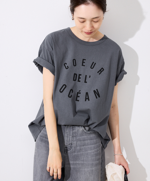 SLOBE IENA（スローブイエナ）の「USAコットンロゴプリントTEE（Tシャツ/カットソー・レディース・ホワイト/チャコールグレー・FREE）」の5枚目の写真