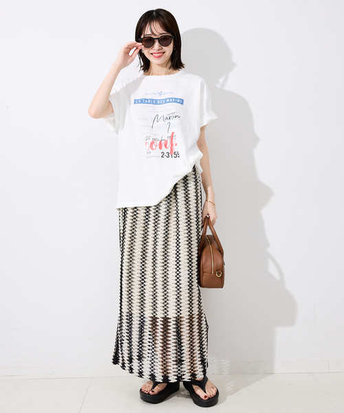 SLOBE IENA（スローブイエナ）の「USAコットンロゴプリントTEE（Tシャツ/カットソー・レディース・ホワイト/チャコールグレー・FREE）」の11枚目の写真