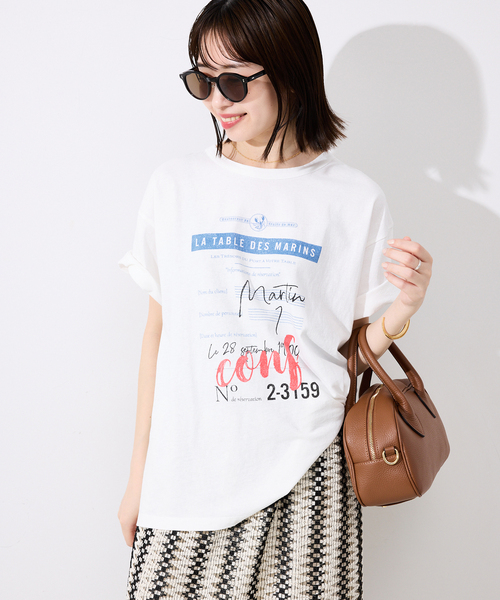 SLOBE IENA（スローブイエナ）の「USAコットンロゴプリントTEE（Tシャツ/カットソー・レディース・ホワイト/チャコールグレー・FREE）」の15枚目の写真