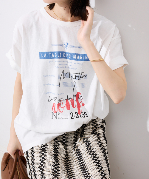 SLOBE IENA（スローブイエナ）の「USAコットンロゴプリントTEE（Tシャツ/カットソー・レディース・ホワイト/チャコールグレー・FREE）」の17枚目の写真