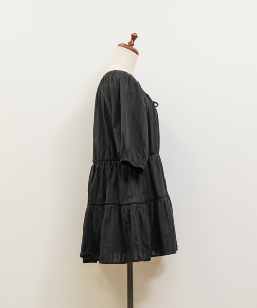 CLETTE(クレット)の「ストライプトビー2WAYチュニックブラウス(シャツ/ブラウス・レディース・オフホワイト/ピンク/ブラック・LL/3L/4L)」の22枚目の写真
