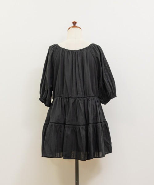 CLETTE(クレット)の「ストライプトビー2WAYチュニックブラウス(シャツ/ブラウス・レディース・オフホワイト/ピンク/ブラック・LL/3L/4L)」の21枚目の写真