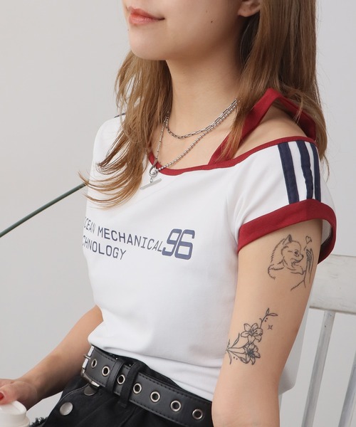 ROOPTOKYO(ループトウキョウ)の「スポーティーデザイン ワンショルダーカットソー(Tシャツ/カットソー・レディース・ブルー/ライトブルー/ホワイト/グレー・FREE)」の1枚目の写真