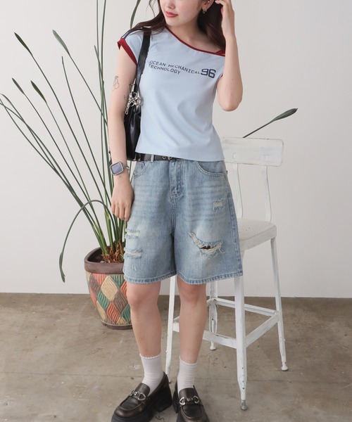 ROOPTOKYO(ループトウキョウ)の「スポーティーデザイン ワンショルダーカットソー(Tシャツ/カットソー・レディース・ブルー/ライトブルー/ホワイト/グレー・FREE)」の19枚目の写真