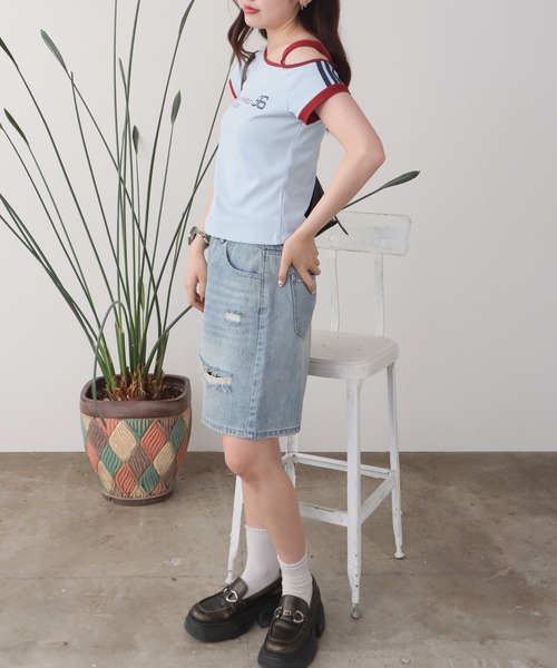 ROOPTOKYO(ループトウキョウ)の「スポーティーデザイン ワンショルダーカットソー(Tシャツ/カットソー・レディース・ブルー/ライトブルー/ホワイト/グレー・FREE)」の18枚目の写真