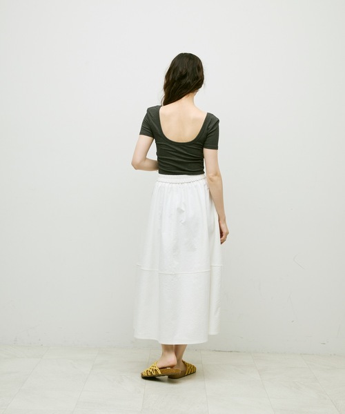 Lutim by u（ルチバイユー）の「Open-back top with cups / カップ付バックオープントップス（Tシャツ/カットソー・レディース・ホワイト/ブラック/グレー・FREE）」の9枚目の写真