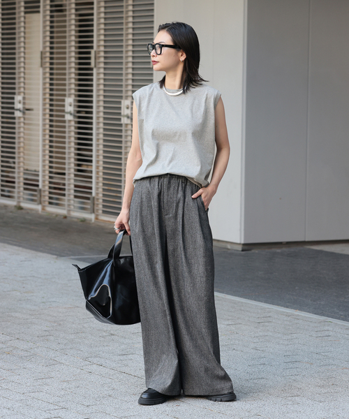 JOURNAL STANDARD（ジャーナルスタンダード）の「《追加4》汗ジミ防止天竺ノースリーブ（Tシャツ/カットソー・レディース・チャコールグレー/ブラック系その他/ホワイト・FREE）」の5枚目の写真