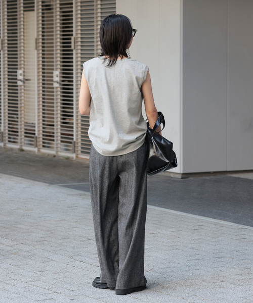 JOURNAL STANDARD（ジャーナルスタンダード）の「《追加4》汗ジミ防止天竺ノースリーブ（Tシャツ/カットソー・レディース・チャコールグレー/ブラック系その他/ホワイト・FREE）」の6枚目の写真