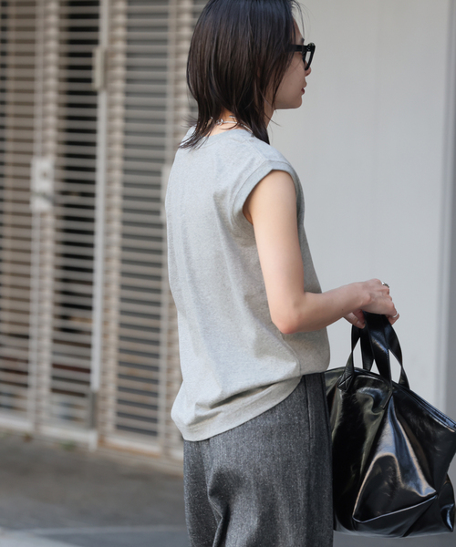 JOURNAL STANDARD（ジャーナルスタンダード）の「《追加4》汗ジミ防止天竺ノースリーブ（Tシャツ/カットソー・レディース・チャコールグレー/ブラック系その他/ホワイト・FREE）」の9枚目の写真