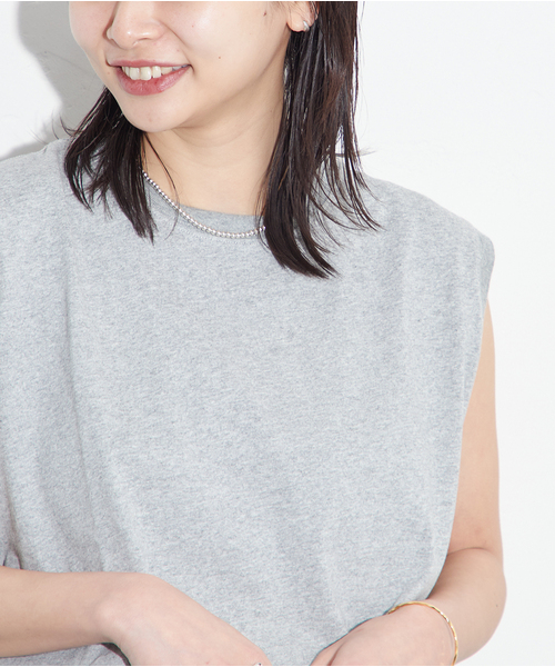 JOURNAL STANDARD（ジャーナルスタンダード）の「《追加4》汗ジミ防止天竺ノースリーブ（Tシャツ/カットソー・レディース・チャコールグレー/ブラック系その他/ホワイト・FREE）」の14枚目の写真