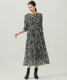ジオメトリックレトロプリント ワンピース