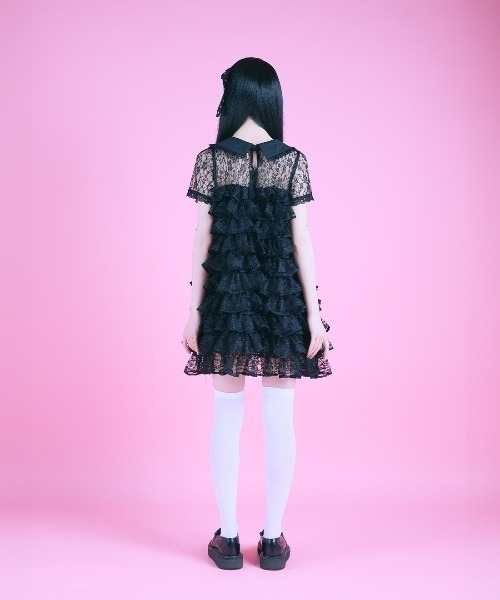 AVENCHUMU(アバンチュウム)の「Full of frills lace tiered one piece(ワンピース・レディース・ブラック/ピンク/ホワイト・FREE)」の5枚目の写真