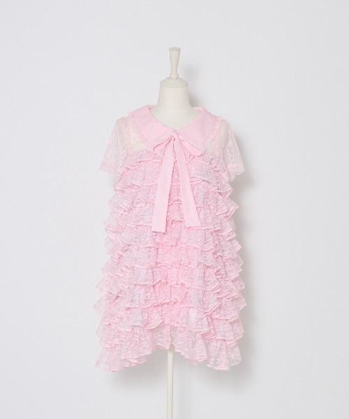 AVENCHUMU(アバンチュウム)の「Full of frills lace tiered one piece(ワンピース・レディース・ブラック/ピンク/ホワイト・FREE)」の9枚目の写真