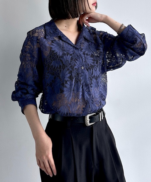 PAGEBOY(ページボーイ)の「レースカイキンシャツ(長袖)(シャツ/ブラウス・レディース・ダークブラウン/ブラック/オフホワイト/モスグリーン/レッド/ネイビー系1・FREE)」の5枚目の写真