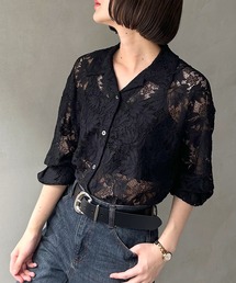 スチェッソストレッチレースシャツ黒 スチェッソストレッチレースシャツ