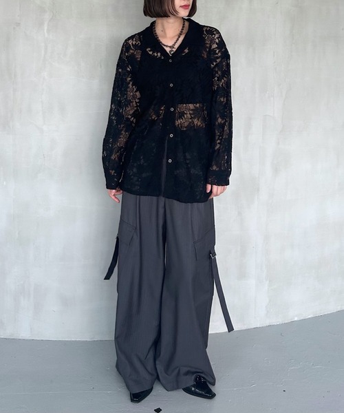 ジャーナルスタンダード　ペイズリープリントカイキンシャツ　ブラック レースカイキンシャツ（長袖）（シャツ/ブラウス）｜PAGEBOY