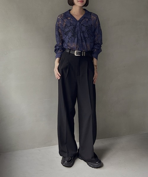 PAGEBOY(ページボーイ)の「レースカイキンシャツ(長袖)(シャツ/ブラウス・レディース・ダークブラウン/ブラック/オフホワイト/モスグリーン/レッド/ネイビー系1・FREE)」の7枚目の写真