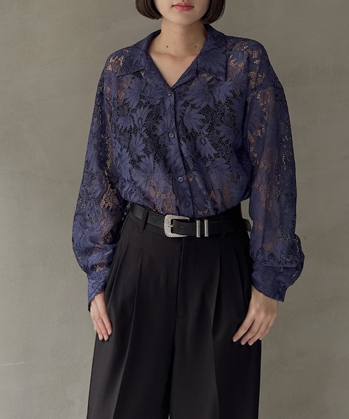 PAGEBOY(ページボーイ)の「レースカイキンシャツ(長袖)(シャツ/ブラウス・レディース・ダークブラウン/ブラック/オフホワイト/モスグリーン/レッド/ネイビー系1・FREE)」の9枚目の写真