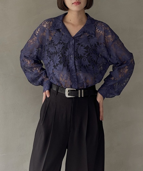 PAGEBOY(ページボーイ)の「レースカイキンシャツ(長袖)(シャツ/ブラウス・レディース・ダークブラウン/ブラック/オフホワイト/モスグリーン/レッド/ネイビー系1・FREE)」の11枚目の写真