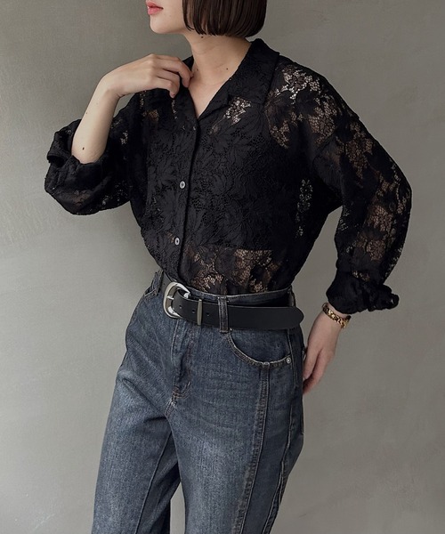 PAGEBOY(ページボーイ)の「レースカイキンシャツ(長袖)(シャツ/ブラウス・レディース・ダークブラウン/ブラック/オフホワイト/モスグリーン/レッド/ネイビー系1・FREE)」の14枚目の写真
