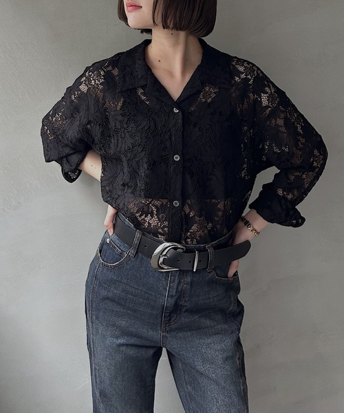 PAGEBOY(ページボーイ)の「レースカイキンシャツ(長袖)(シャツ/ブラウス・レディース・ダークブラウン/ブラック/オフホワイト/モスグリーン/レッド/ネイビー系1・FREE)」の15枚目の写真