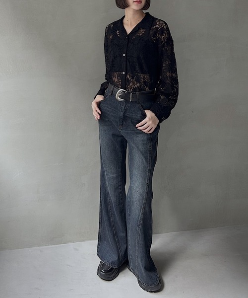 PAGEBOY(ページボーイ)の「レースカイキンシャツ(長袖)(シャツ/ブラウス・レディース・ダークブラウン/ブラック/オフホワイト/モスグリーン/レッド/ネイビー系1・FREE)」の12枚目の写真