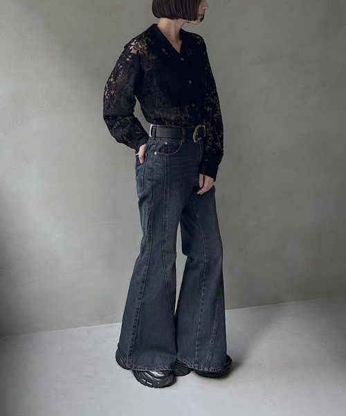 PAGEBOY(ページボーイ)の「レースカイキンシャツ(長袖)(シャツ/ブラウス・レディース・ダークブラウン/ブラック/オフホワイト/モスグリーン/レッド/ネイビー系1・FREE)」の13枚目の写真