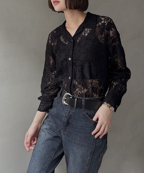 PAGEBOY(ページボーイ)の「レースカイキンシャツ(長袖)(シャツ/ブラウス・レディース・ダークブラウン/ブラック/オフホワイト/モスグリーン/レッド/ネイビー系1・FREE)」の16枚目の写真