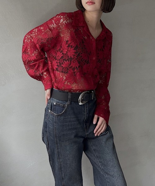 ジャーナルスタンダード　ペイズリープリントカイキンシャツ　ブラック black-jacquard_2023-05-