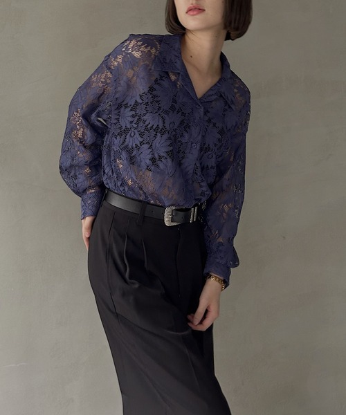 PAGEBOY(ページボーイ)の「レースカイキンシャツ(長袖)(シャツ/ブラウス・レディース・ダークブラウン/ブラック/オフホワイト/モスグリーン/レッド/ネイビー系1・FREE)」の10枚目の写真