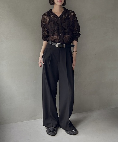 PAGEBOY(ページボーイ)の「レースカイキンシャツ(長袖)(シャツ/ブラウス・レディース・ダークブラウン/ブラック/オフホワイト/モスグリーン/レッド/ネイビー系1・FREE)」の18枚目の写真