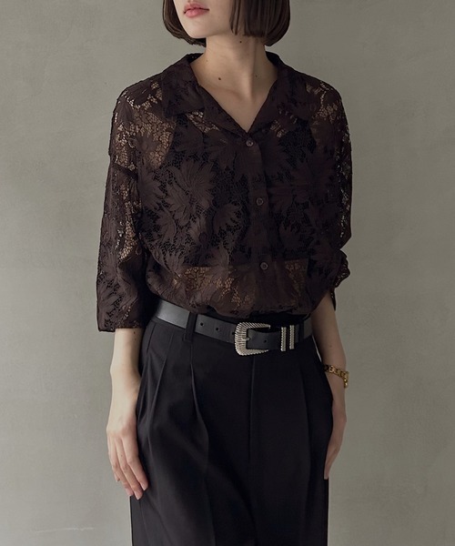 PAGEBOY(ページボーイ)の「レースカイキンシャツ(長袖)(シャツ/ブラウス・レディース・ダークブラウン/ブラック/オフホワイト/モスグリーン/レッド/ネイビー系1・FREE)」の20枚目の写真