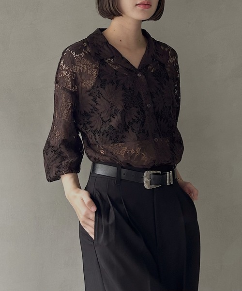 PAGEBOY(ページボーイ)の「レースカイキンシャツ(長袖)(シャツ/ブラウス・レディース・ダークブラウン/ブラック/オフホワイト/モスグリーン/レッド/ネイビー系1・FREE)」の21枚目の写真